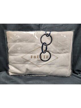 Frette Links Embroidery Bath Mat 54 in x 87 in White Blue Cotton NEW!
